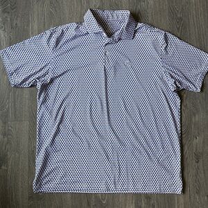 Rhoback Blue, White & Red New York State all over print Polo - XXL